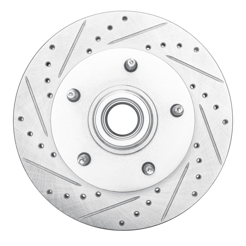 Ford E-150 Econoline Club Wagon Brake Rotor (1) - Front Left - R1 Concepts - Drilled & Slotted - Silver - `94-`01